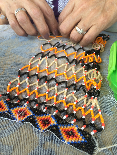  Master artist Julie Dick Tex creating a Western Mono beaded collar (Photo: Mandy Marine)