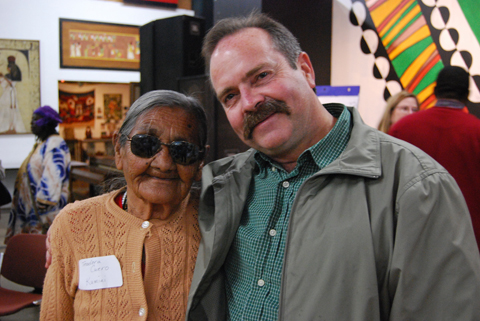 Kumiai elder Teodora Curero and Mike Wiken of the  Instituto de Culturas Nativas de Baja California.