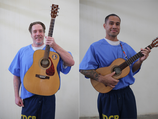 Participants in the son jarocho workshops taught by Quetzal Flores and Cesar Castro at Corcoran State Prison from September-December 2014. <i>Photos: Eric Coleman</i>” title=”Participants in the son jarocho workshops taught by Quetzal Flores and Cesar Castro at Corcoran State Prison from September-December 2014.  Photos: Eric Coleman” style=”margin-top: 5px; margin-bottom: 5px;” class=”caption” height=”413″ width=”550″></p>
<p>Every week, Quetzal and I introduced ourselves as traditional artists and music teachers, we played our instruments and sang some verses.  We formed a circle with the chairs and all participants had their jaranas and were ready for the instruction.  I began playing with my right hand, which is the hand that plays rhythm, after a few minutes I stopped to explain how you use your left hand.  DO cord, followed by FA, until we get to SOL7.  As an exercise, we usually began by playing a <em>son</em>.  Minutes later they all are capable of doing it despite their different abilities.  I asked myself how this is possible, but the answer is right in front of me: they are used to following clear instructions and are subject to forced routines.  I can only compare this with university students of a private institution, where they have the same performance and results, although in very different circumstances.</p>
<p>Soon enough we began to hear music in this cold space.  I am even convinced that the sonority attracted flies and smiles; but most importantly, I am sure that it changed our surrounding and the students’ interior.  They expressed it: they felt well, they felt calm; they were liberated from negative thoughts and from their current realities.  A cascade of comments and thoughts were shared between exercises, <em>sones</em>, and songs and with each of them we learned more.  This kind of music is a way of coming together through dialogue and that is when we noticed that this was our real weekly work.</p>
<p>They say that music is a universal language; however we have to recognize that not everyone agrees and that there are tensions among some groups.  The same happens inside the prison.  We began working more intensively at the personal level given that our balanced group from the first class had disappeared.  The differences in the retention, concentration, focus, and physical state of the hands became more and more evident as we were faced with obstacles to overcome, elude, or learn to deal with.  The more experienced guitar players began to show signs of restlessness because not everyone in the group progressed at the same pace. We had to explain that the more advanced players were important to the development of the group, that we needed their abilities to help the others, and as an incentive we taught them more advanced music that is played in son jarocho.  Everything was evolving in the right direction and continued to delight our ears.  In one workshop moment, Quetzal brought to class the lyrics and written chords of a Bob Marley song that uses that same chords we had been practicing with sones such as<em> El Colás</em> o <em>El Chuchumbé</em>; the realization of this common musical foundation for two very different styles brought a new perspective to our evolving students.</p>
<p>Unfortunately, we didn’t have the same students all the time; attendance fluctuated a lot, especially in the beginning of the program.  Therefore, some of the students didn’t progress in their practice of the sones and songs.  One morning, after we had completed the warm-up exercises and we were about to begin playing our first son, we heard reverberating screams inside the gym.  I didn’t understand what was happening, but I saw that all of the students in all the three traditional arts classes had left their chairs and began sitting on the floor by orders from the tower guard and guard.  We were instructed to separate from the group of inmates and to locate ourselves in an area where we wouldn’t obstruct the guards and we were outside of the shooting range.  This incident broke the harmony that we have created.  At this point, I wasn’t sure if we were going to resume our class or not and I wasn’t clear what had happened outside in the main yard that originated all of this.  All our music students still had their instruments in their hands.  There was complete silence, except the sound of the ventilator on the roof; we looked at each other and tried to communicate with our eyes.  What just happened?  Nobody knew, but it seemed that the only people surprised by this sudden disruption were the arts teachers, Omar, Michael, Quetzal, and myself, who were all new to the prison; everyone else could imagine the different possible scenarios.  Right at that moment, something unexpected happened: one student began playing the chords we just taught and another student turned around and helped him. I recall that moment as the first major accomplishment of the music class; the jarana class and the <em>fandango </em>spirit consist precisely of helping each other become better.  Soon enough others began stroking the strings of their instruments and that abrupt interruption was buried under the music played by the students.  I don’t recall how much time we were playing on the floor, but I do remember that it was slow and harmonious.  We were listening.</p>
<p><img decoding=
