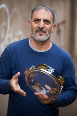 Faisal Zedan with the Arabic riqq. Photo courtesy the artist. 