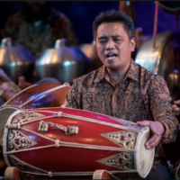 Joko Sutrisno playing kendang (drum). Photo: courtesy of Joko Sutrisno