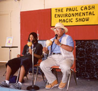 Preston Arrow-weed and Mucaw Jefferson sing and tell traditional stories at an Earth Day Fair on April 20, 2002, in El Centro, California.