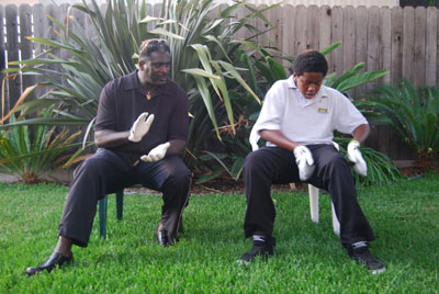 Master hambone percussionist Danny "Slapjazz" Barber and his 2009 apprentice Sekani Thomas