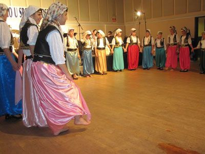 Youth dance troupe Mladost Bosne performs at a Bosnian community festival held at the Croatian American Cultural Center featuring Sevdah, a devotional singing style.