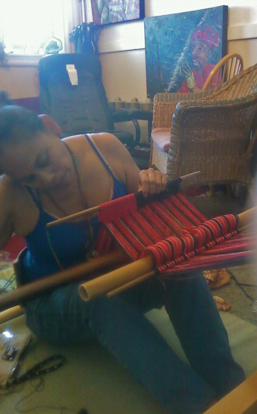 Working on tapis: Summer weaving at home...