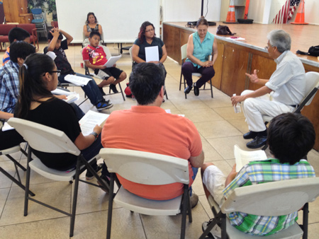 Agustin Lira leads a theater class at Teatro de la Tierra